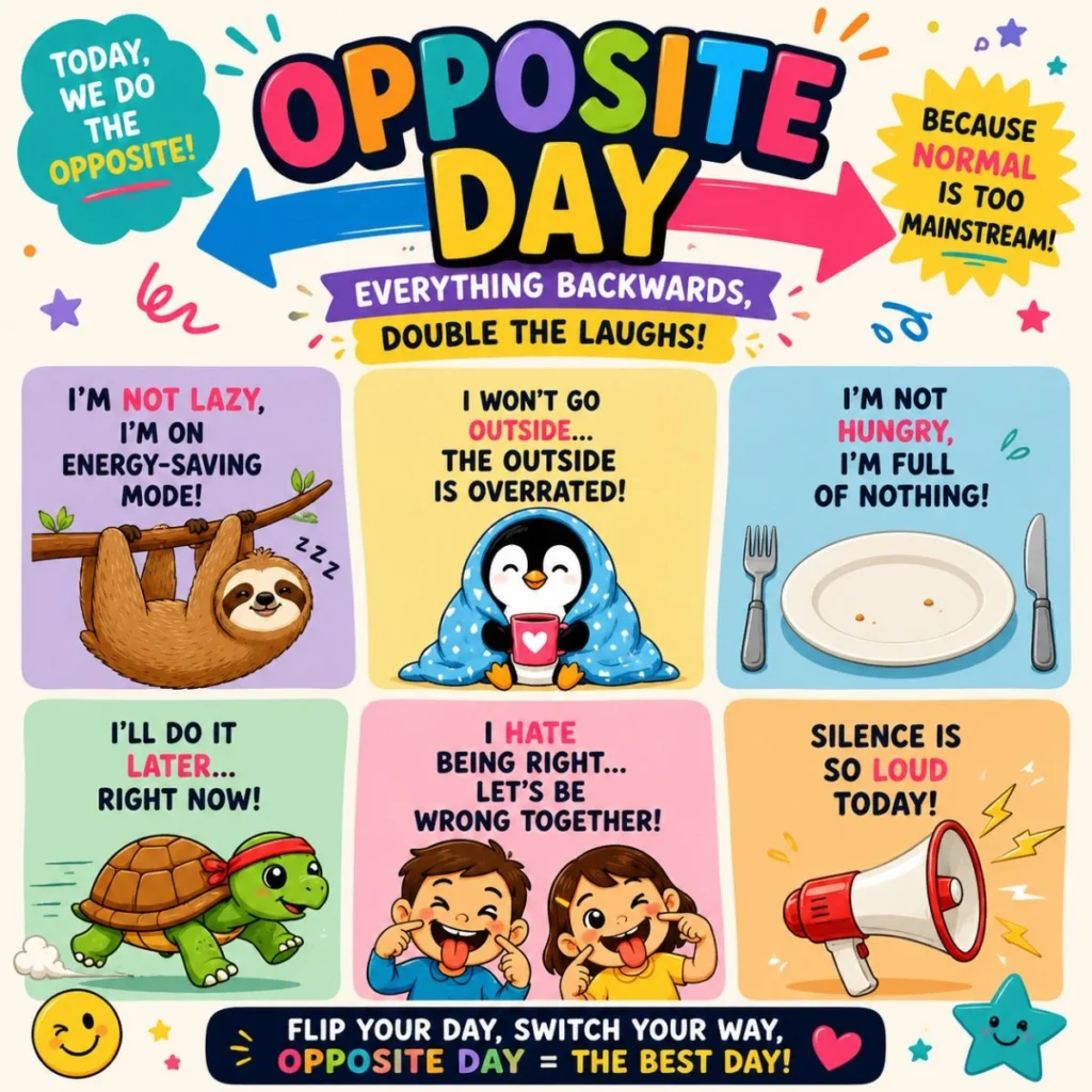 🎭 Opposite Day Puns (Playful & Silly)