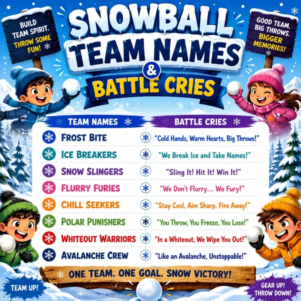 Snowball Team Names & Battle Cries