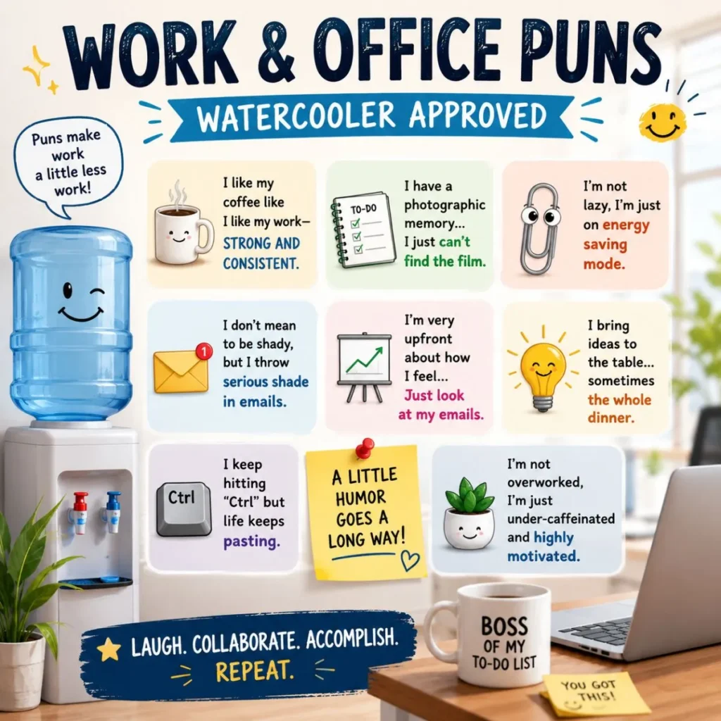 💼 Work & Office Puns (Watercooler Approved)