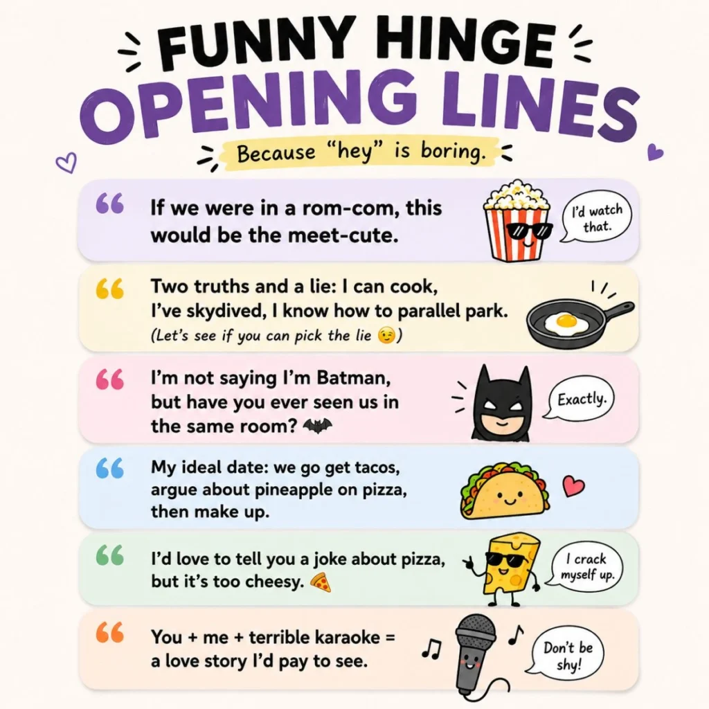 😂 Funny Hinge Opening Lines That Make People Laugh