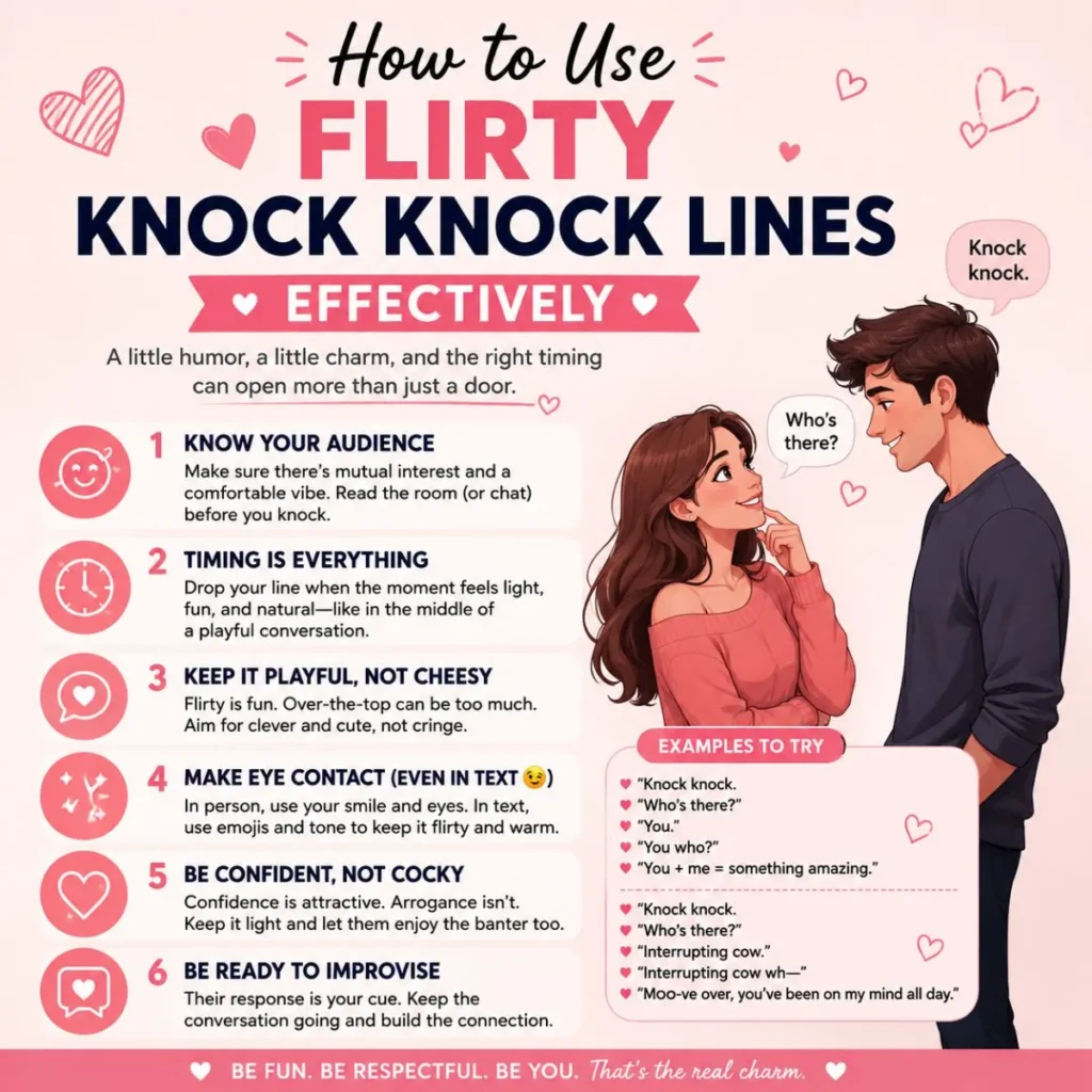 🌈 How to Use Flirty Knock-Knock Lines Effectively