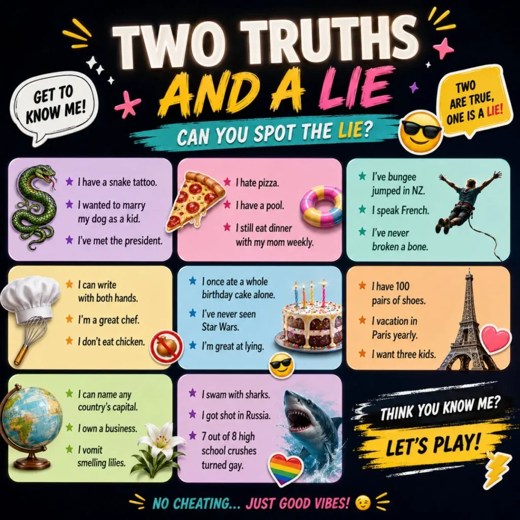🔥 Two Truths and a Lie Ideas