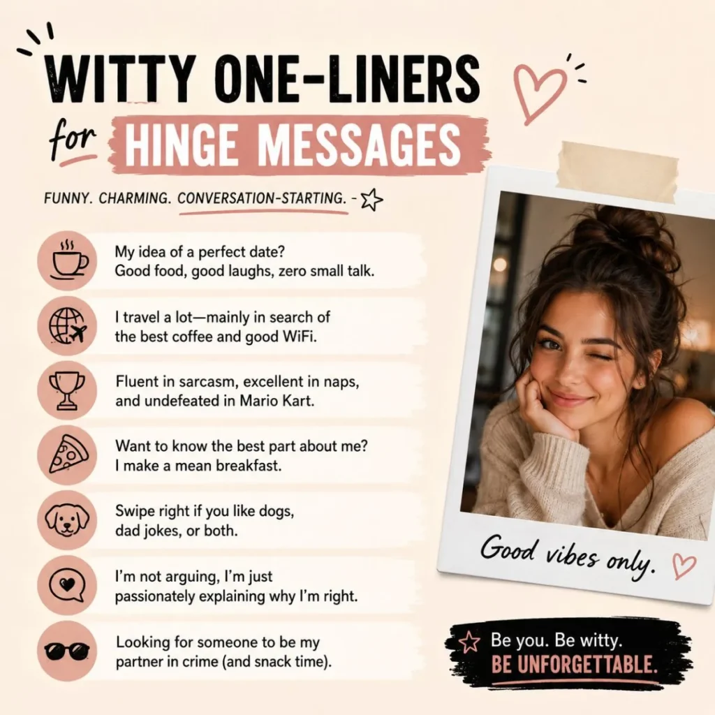 💡 Witty One-Liners for Hinge Messages
