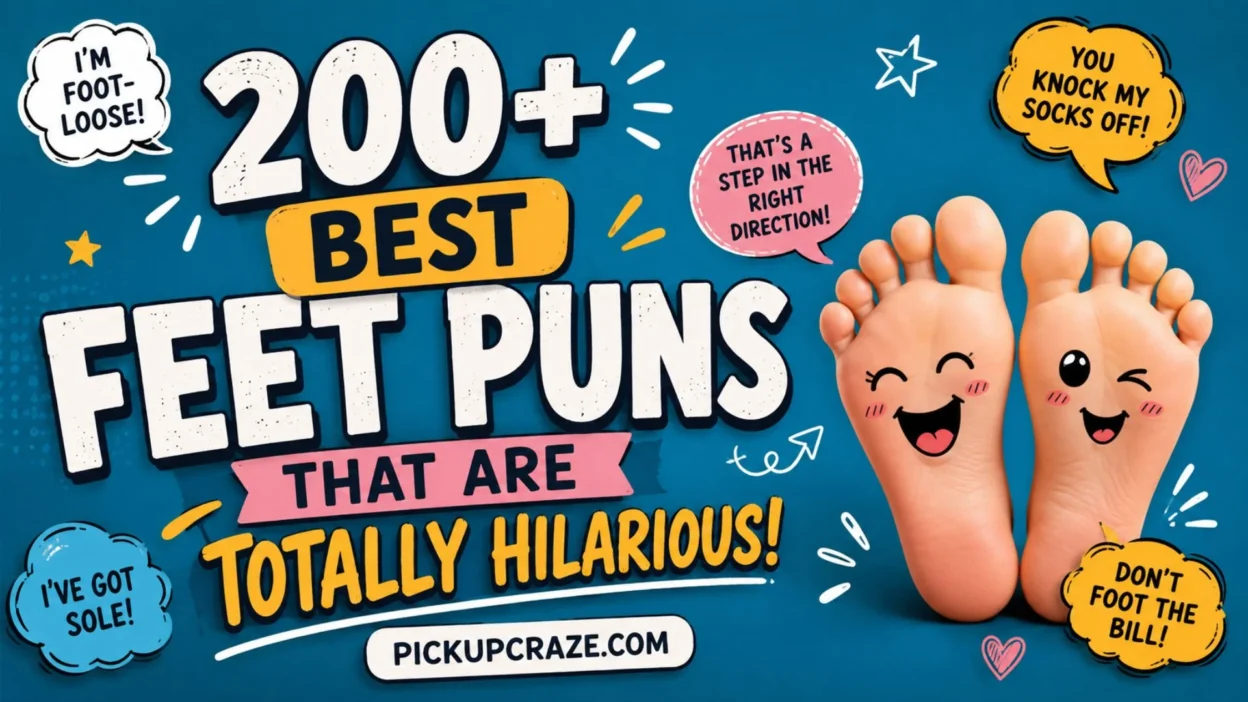 200+ best feet puns with funny cartoon feet and playful speech bubbles