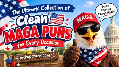 Clean MAGA puns graphic with patriotic eagle, American flag, and Capitol background