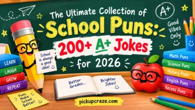 200+ funny school puns and A+ jokes for 2026 on a colourful classroom chalkboard